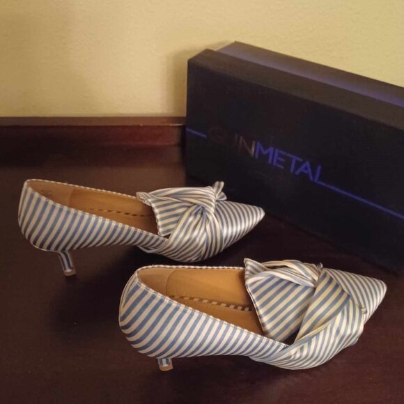 Blue Striped Women's Heels - Picture 9 of 9